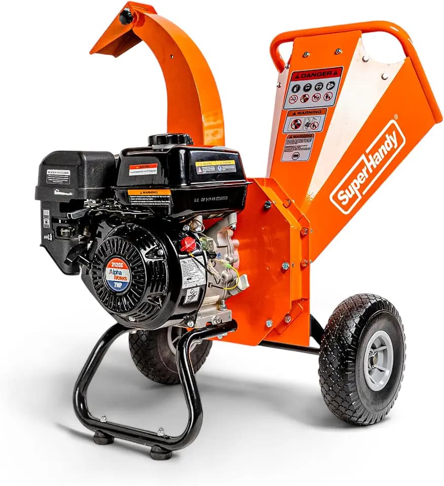 SuperHandy Mini Wood Chipper Shredder Mulcher Heavy Duty 7HP Compact Design 3" Inch Max Capacity
