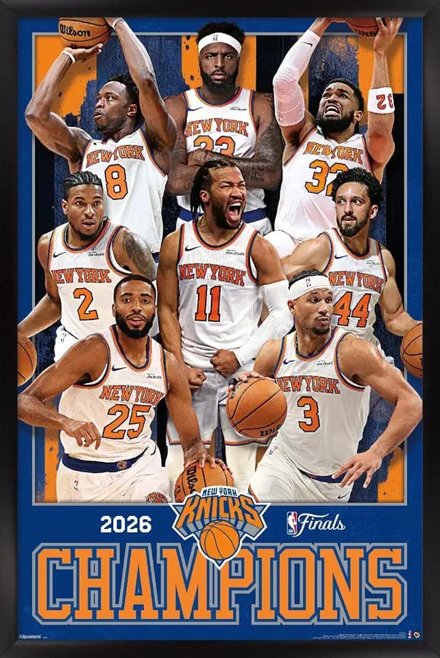 NBA New York Knicks - 2026 NBA Finals Champions Wall Poster, 22.4L" x 14.7W", Black Framed Version