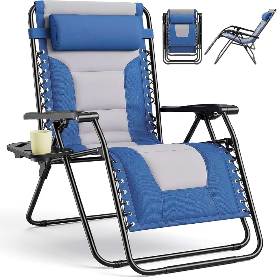 Sweetcrispy Oversized Padded Zero Gravity Lounge Chairs, Outdoor Recliner