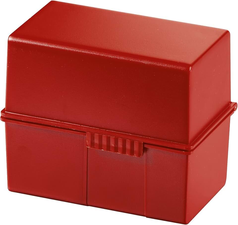 HAN Karteibox DIN A6 quer – innovatives, attraktives Design für 400 Karteikarten mit Stahlscharnier und Schnappverschluss, rot, 976-17, 1 STÜCK