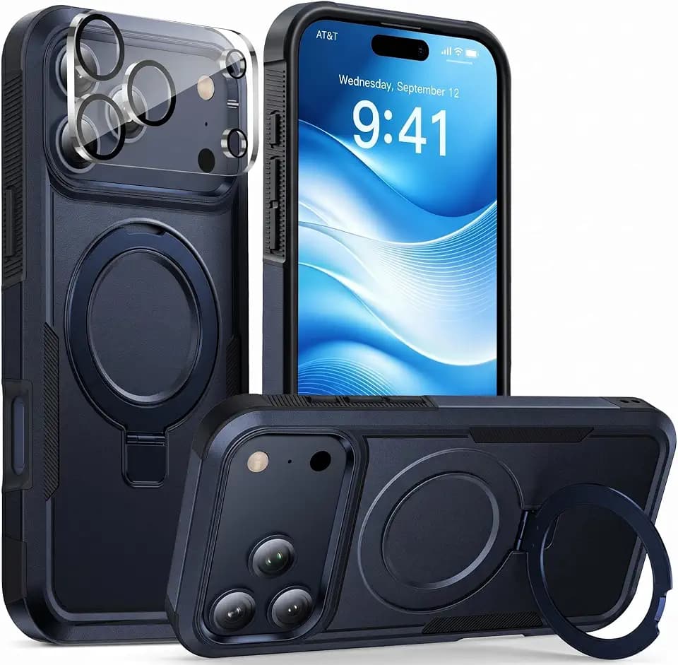 Eastinbox for iPhone 17 Pro Case Magnetic Stand with Camera Cover, Blue