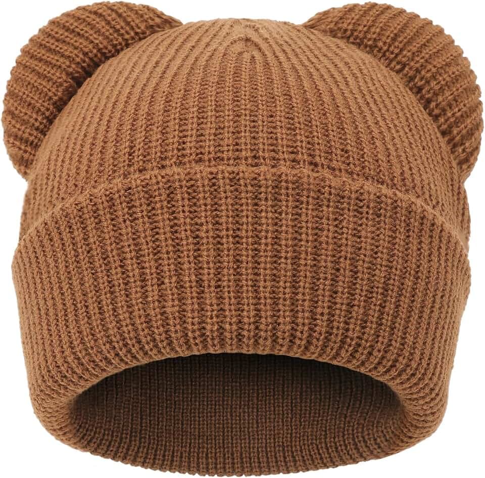DRESHOW Kleinkind Beanie Baby Wintermützen Baby Weich Stricken Süße Bärenohren Mütze für Jungen Mädchen Warm Mütze Mützen für 0 Monate-24 Monate