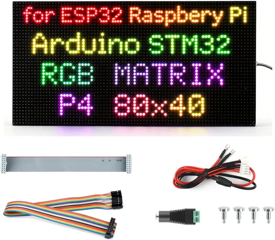 3200 RGB Full-Color LED Matrix Panel, 4mm Pitch, 80×40 Pixels, Compatible with Raspberry Pi 5/4B/Zero 2W/Zero/Pico 2W /Pico/STM32/ESP32, Support Adjustable Brightness, Chainable, Animation