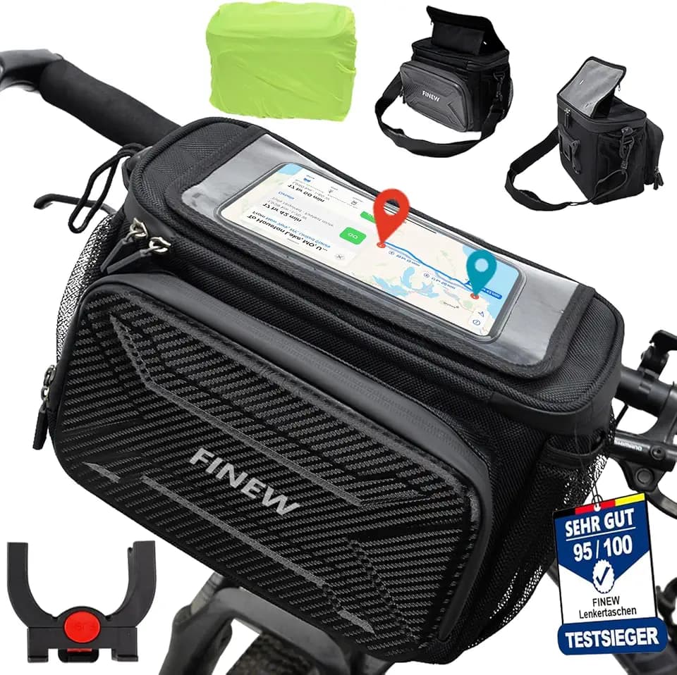 FINEW 6L Lenkertasche Fahrrad mit Lenkeradapter für E Bike und Fahrrad