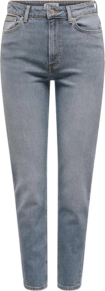 ONLY Female Straight-Fit Jeans ONLEMILY Hohe Taille Gerade geschnitten Knöchellang Jeans