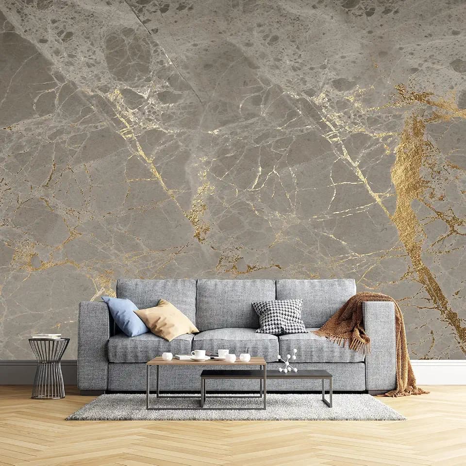 YQWDMX -Gold Abstract Marble Texture Bedroom Wallpaper XT15 M 140" x 91"
