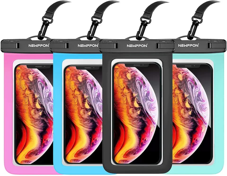 Waterproof Cell Phone Pouch : 4 Pack Float Clear Cell Holder Protector with Lanyard - Universal Floatable Water Proof Dry Bag for iPhone Samsung Galaxy for Beach Swimming Pool