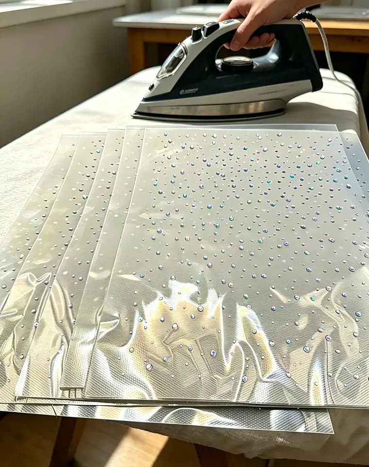 12 Sheets Iron on Rhinestones Sheets (Colorful Starry)