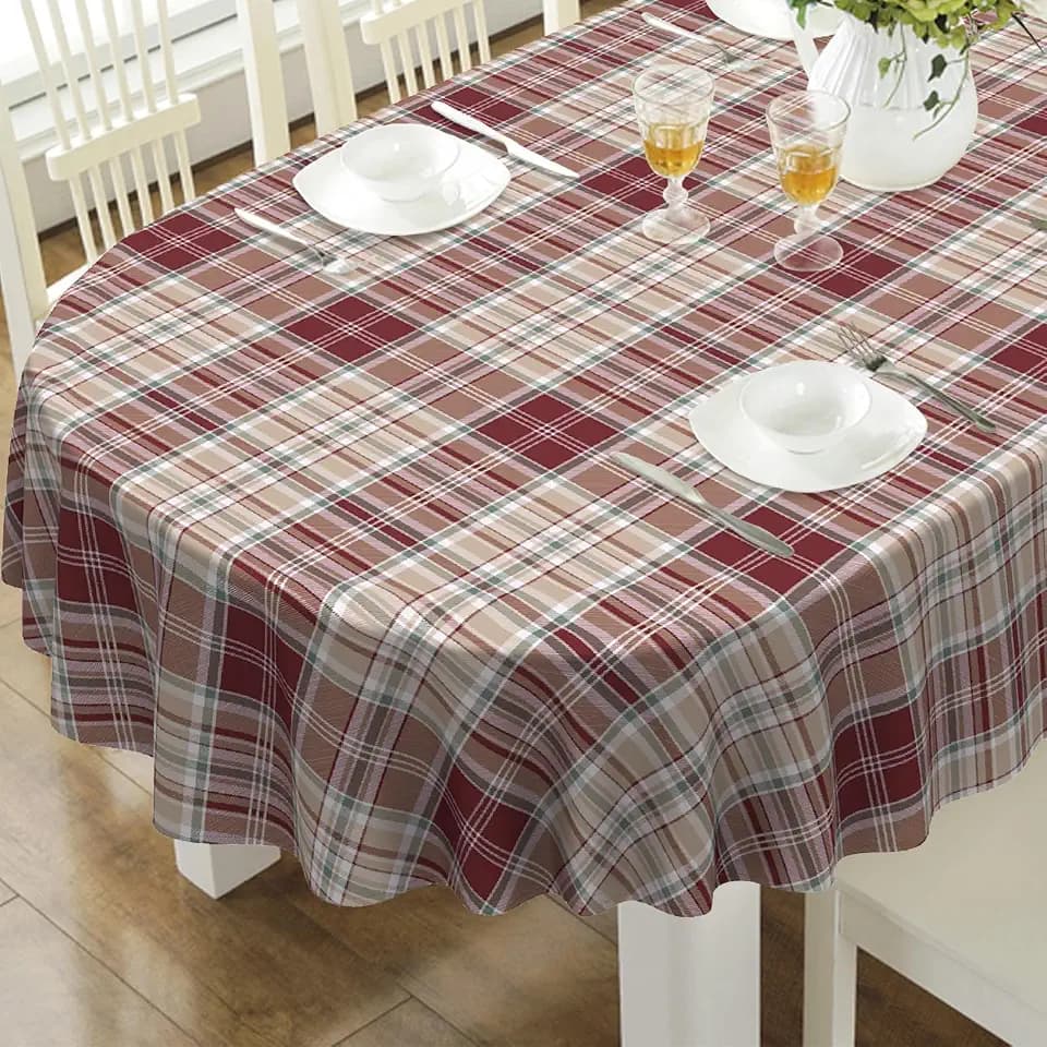 Oval Tablecloth, Waterproof Plaid Oval Table Cloth 54x72 Inch Washable Fabric Fall Christmas Table Cover for Kithchen Dining Decor