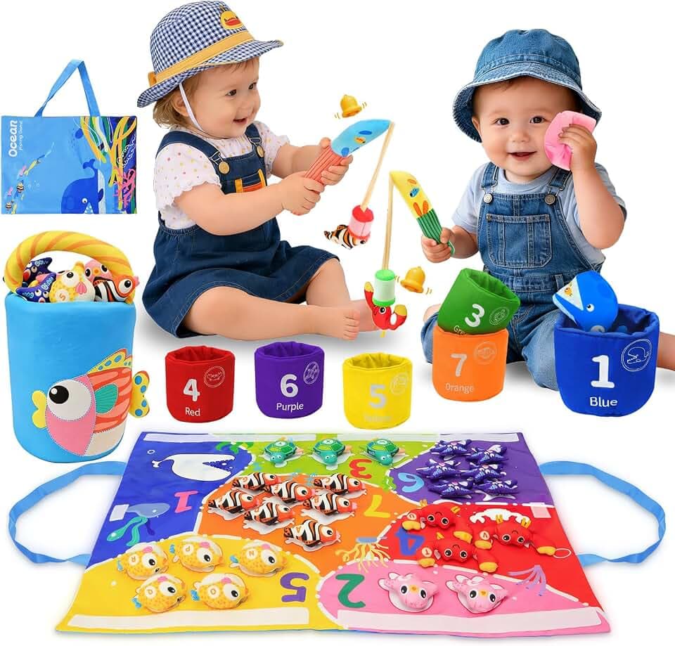 Montessori Fishing Game Toys for Toddlers 1 2 3 Years Old - 40PCS