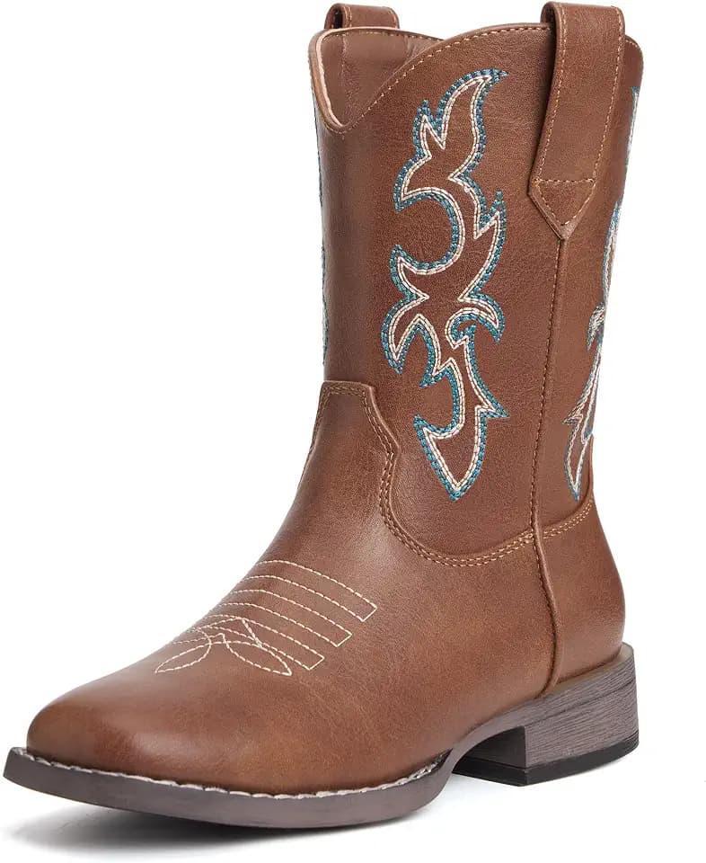 vodvob Girls Kids Cowboy Boots Embroidered Cowgirl Western Boots