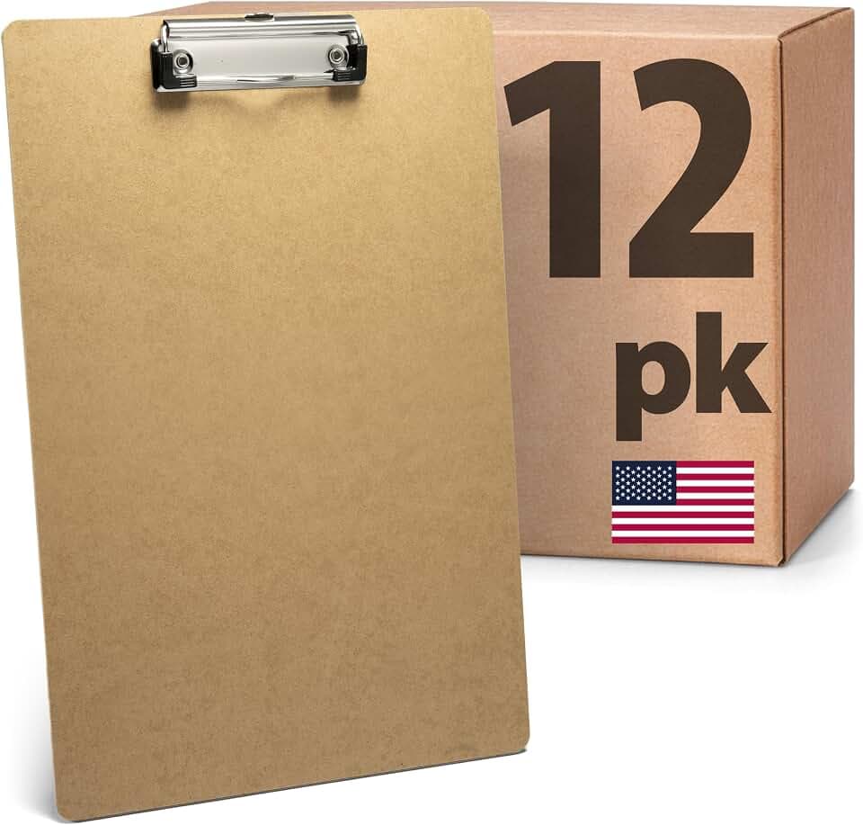 Officemate Recycled Legal Size Wood Clipboard, Low Profile Clip, 12 Pack, Brown (83227)