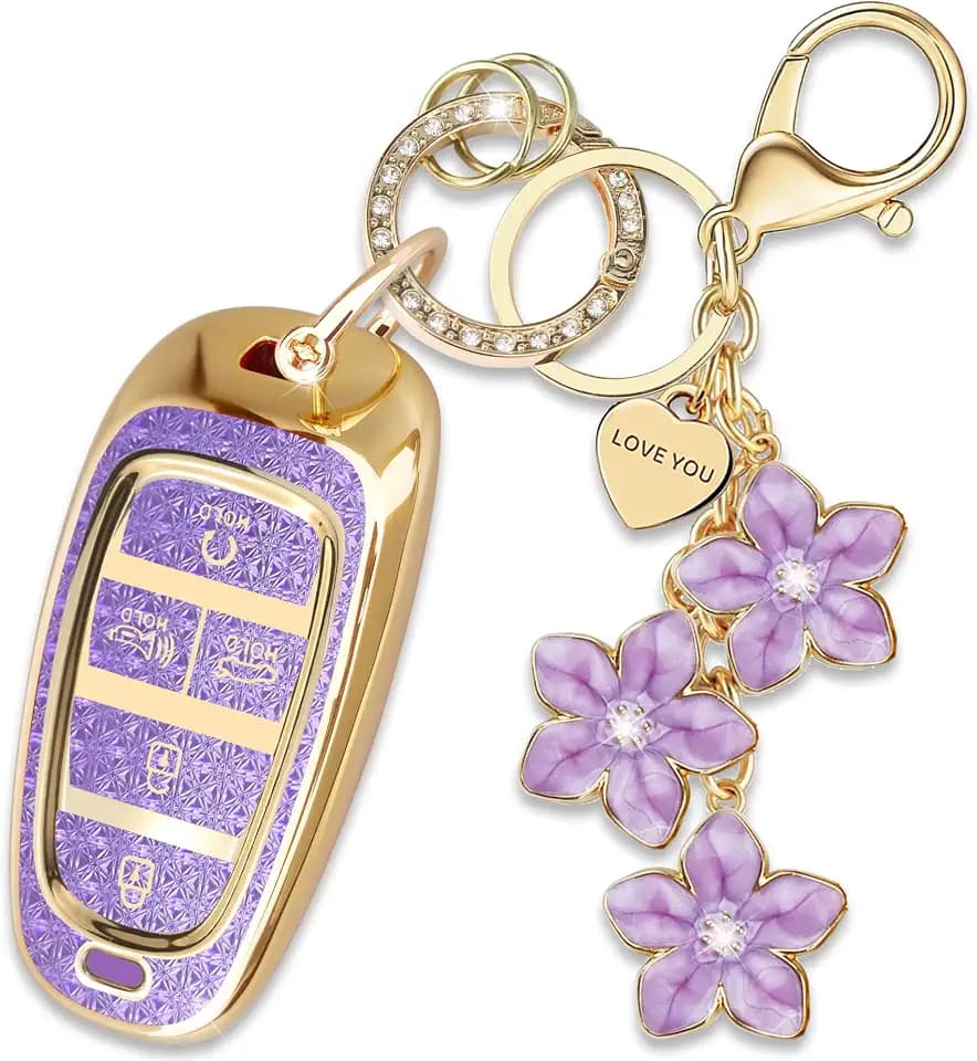 Sakura Flower Key Fob Cover for Hyundai Tucson 5-Button Purple
