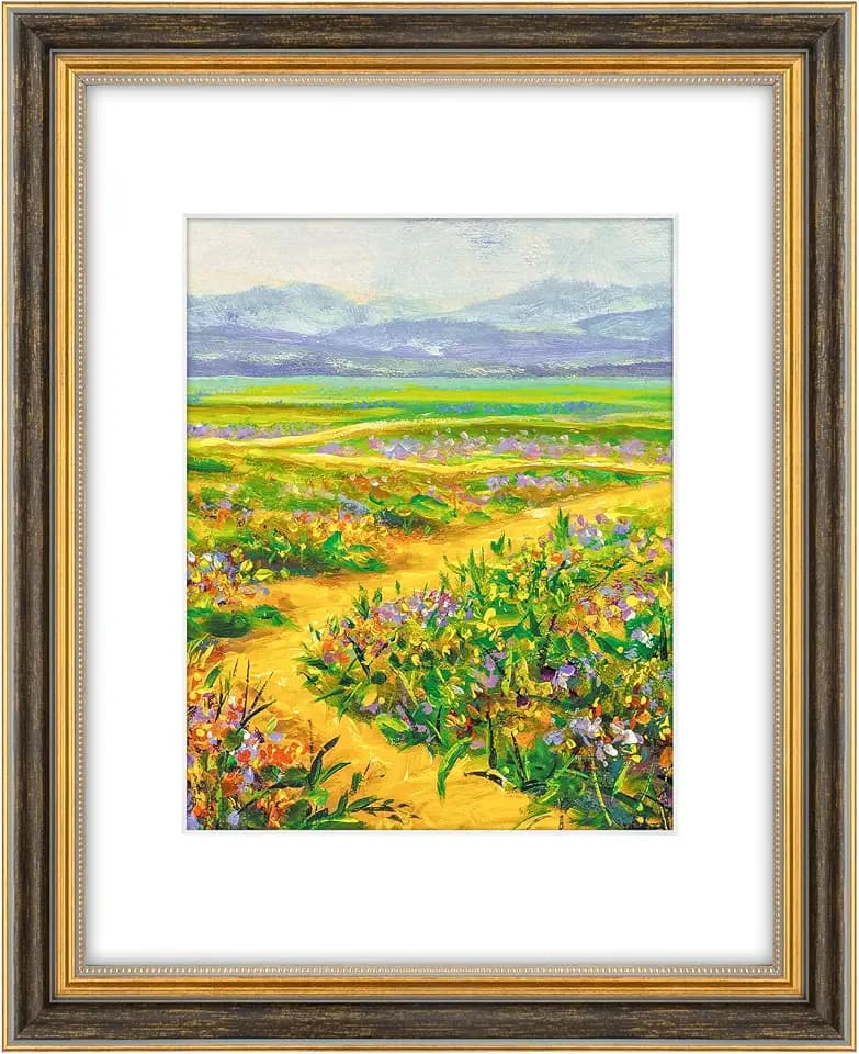 Golden State Art,11x14 Ornate Picture Frame Holds 8x10 Photo,Black Gold