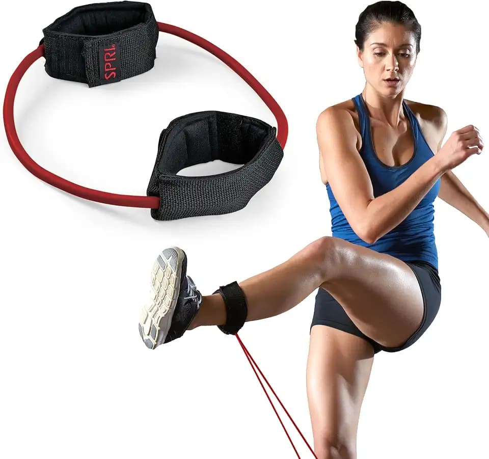 SPRI Xercuff Widerstandsband für Beine, Fitnessband mit rutschfesten, gepolsterten Knöchelmanschetten (alle Bänder separat erhältlich), tragbar für das Fitnessstudio oder zu Hause, Trainingzubehör