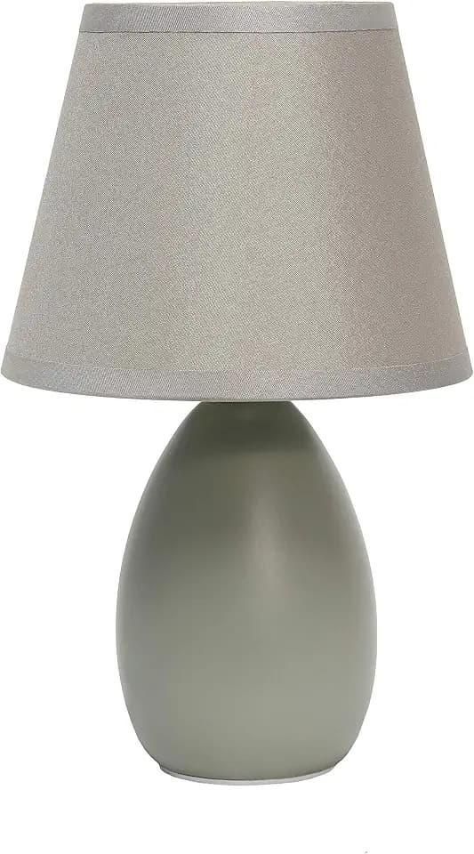 Simple Designs LT2009-GRY Mini Egg Oval Ceramic Table Desk Lamp, Gray