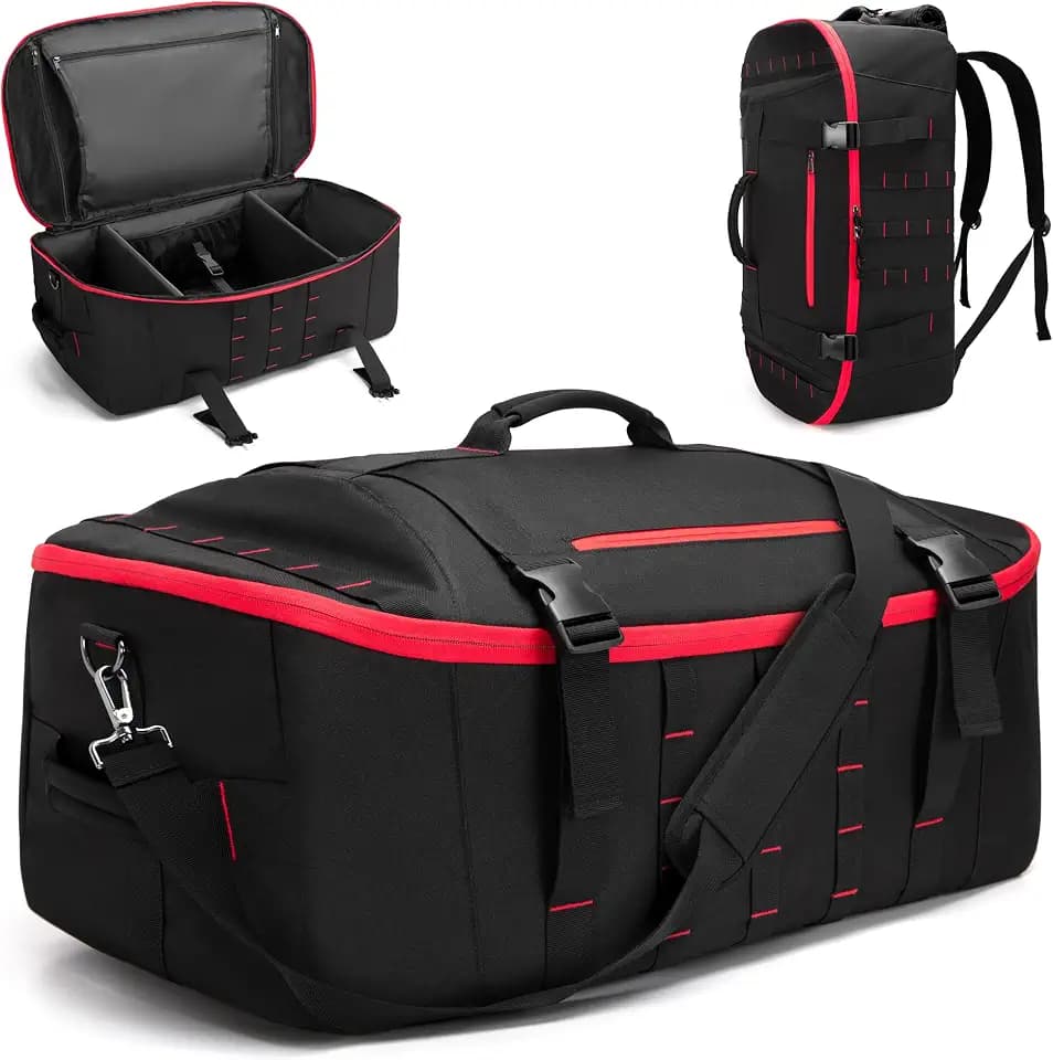 Smasrob 65L Tactical Duffle Bag Gym Bag with Backpack Straps & Wet Pocket