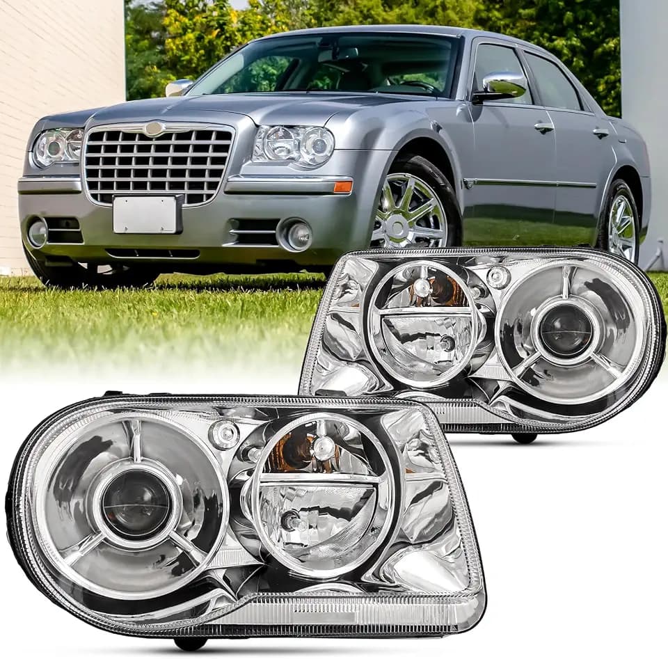 Headlight Assembly For 2005-2010 Chrysler 300C Sedan Projector Lens Chrome