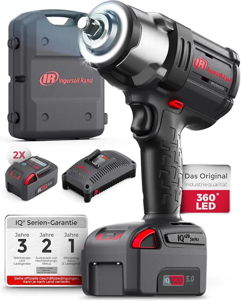 Ingersoll-Rand Akku Schlagschrauber Set W7152-K22B-EU, mit 1.360 Nm Drehmoment und 2x Litium Ionen 20V Akkus 5,0 Ah im Werkzeugkoffer