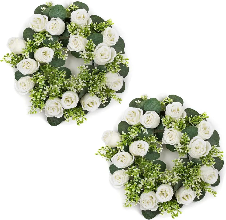 NUPTIO Candle Rings Wreaths, Wedding Centerpieces for Tables, 14 inch Diam