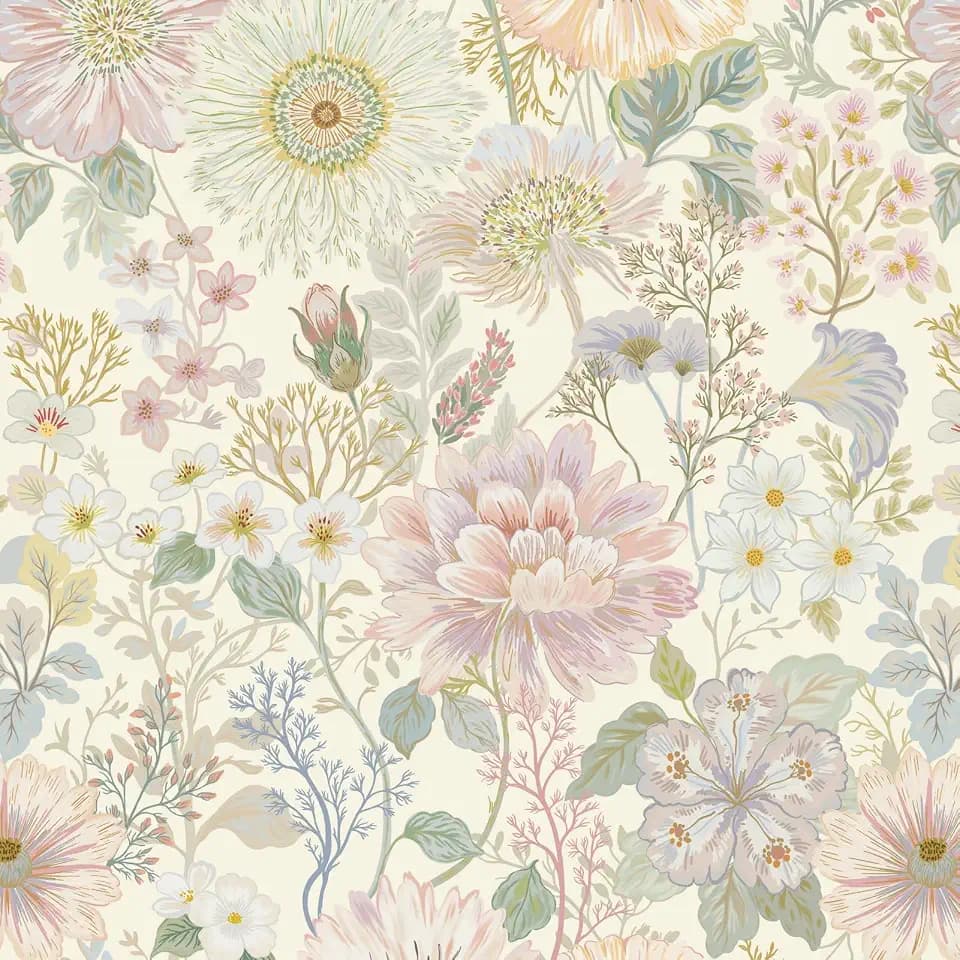 Peel and Stick Wallpaper Floral Wallpaper 17.3in x 32.8ft Pink and Green Contact Paper Removable Cottage Core Wall Paper for Bathroom Bedroom Nursery Girls Room Home Wall Waterproof Vinyl