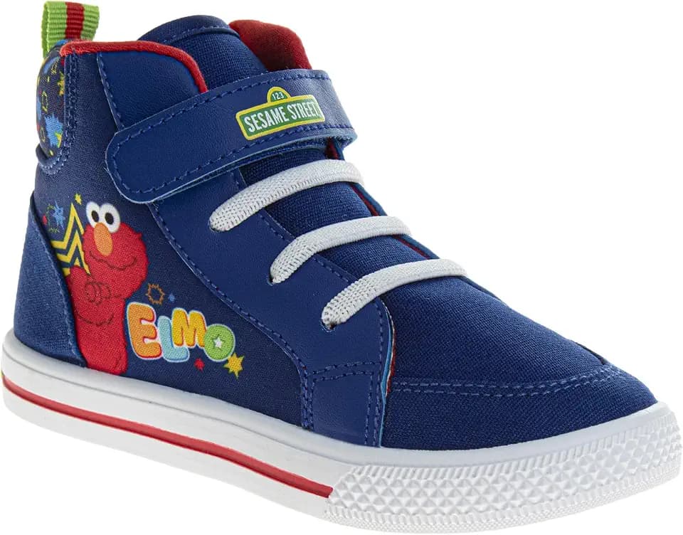 Sesame Street Elmo Strap Sneakers for Boys - Kids Lightweight Athletic Breathable Running Tennis Shoes Size 5-10 Toddler 11 Little Kid