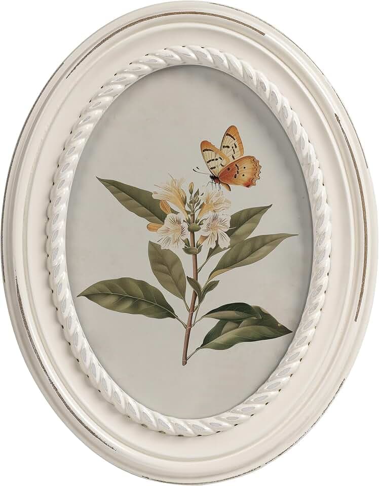 Afuly Vintage Bilderrahmen 13x18 Weiß Oval Fotorahmen Picture Frame