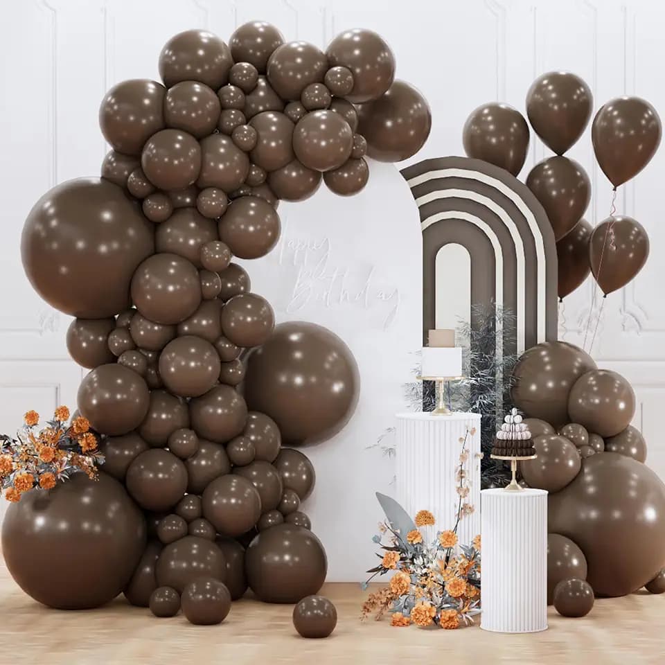 PartyWoo Dark Brown Balloons 152pcs Boho Coffee Neutral Different Sizes