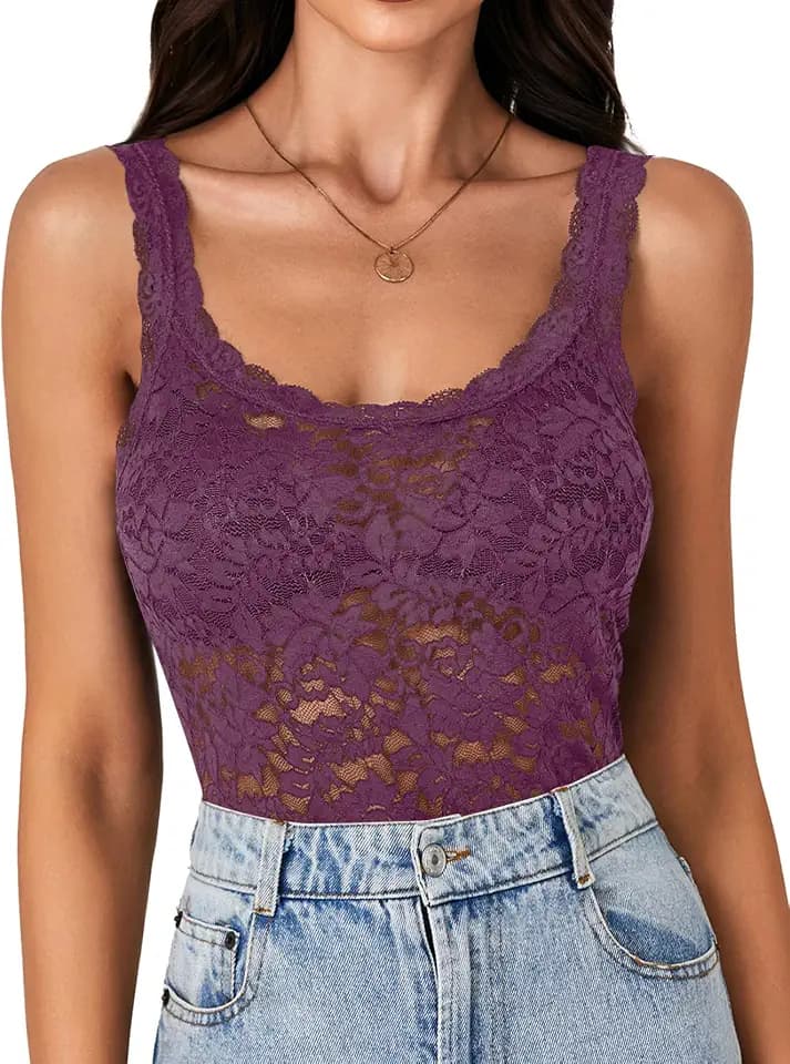 LYANER Women's Floral Lace Sexy Tank Tops