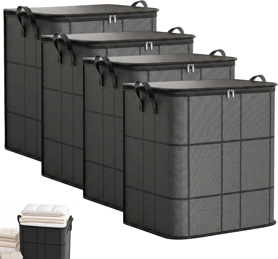 210L Spacious Moving Storage Bin,Portable Moving Storage Bags,XXL Foldable Storage Bag with Reinforced Handles& Zipper,Clothes Bedding Household Organizer for Closet & Moving, 4 Pack