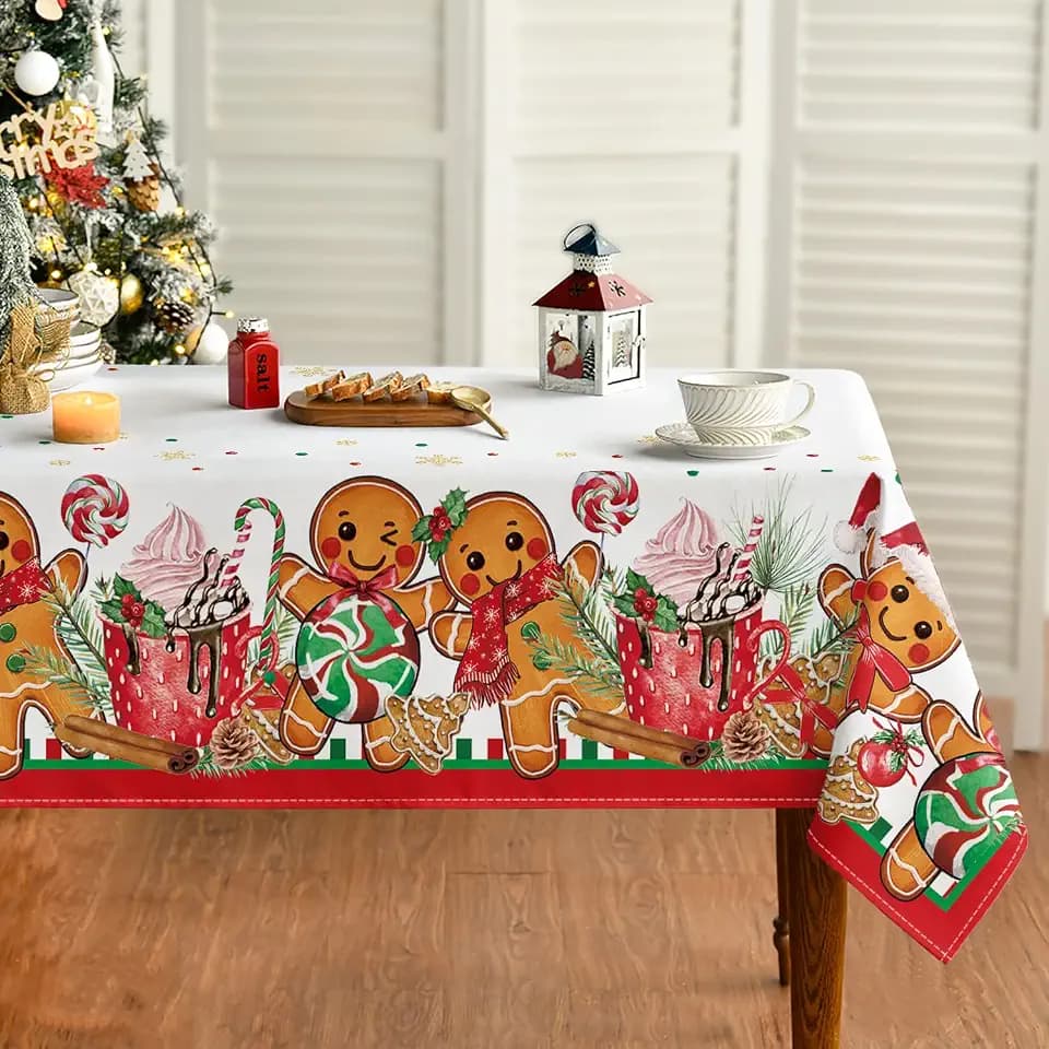 Horaldaily Christmas Tablecloth 60 x 84 Inch Rectangular Gingerbread Man