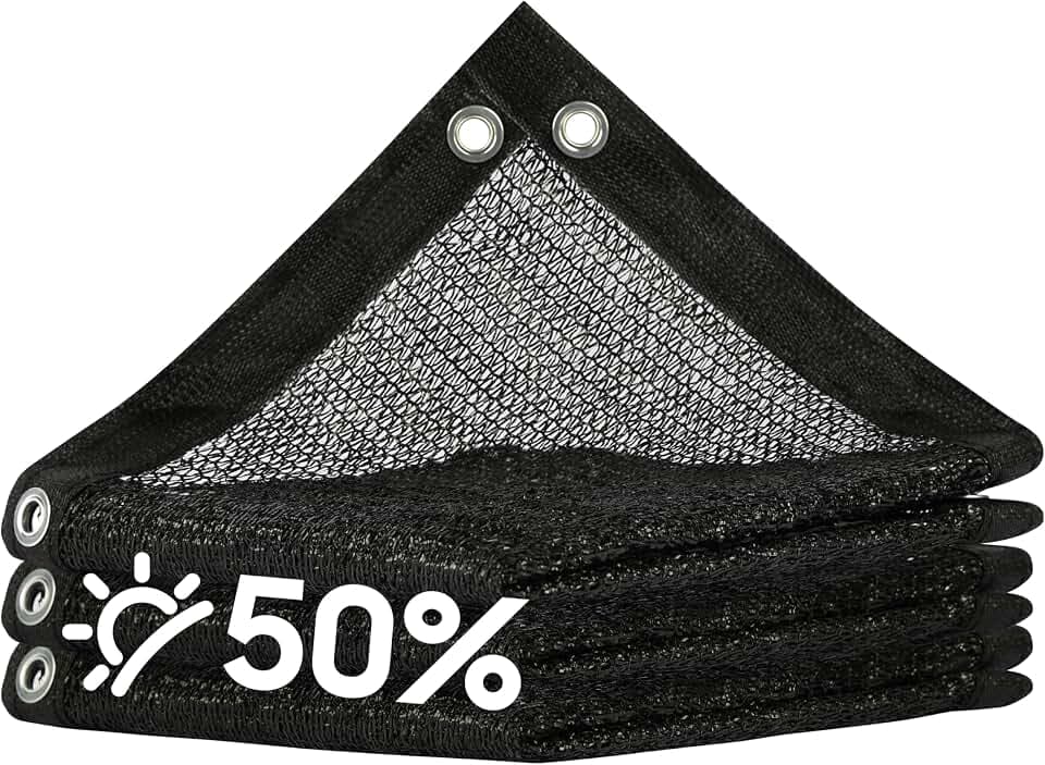 Amgo 50% Black Sun Shade Cloth 8' x 16' Mesh Tarp for Greenhouse Plants