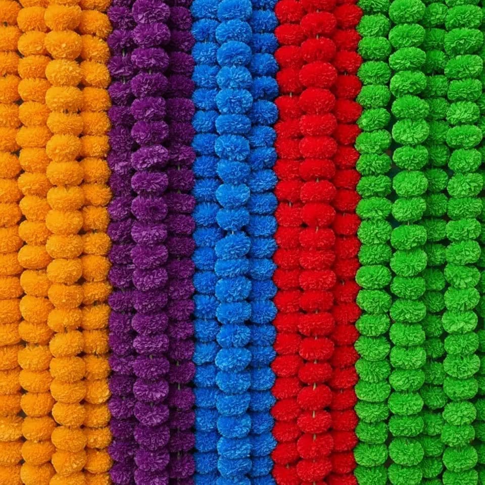 Giegxin 15 Pack 5ft Marigold Garland for Decor, 5 Colors