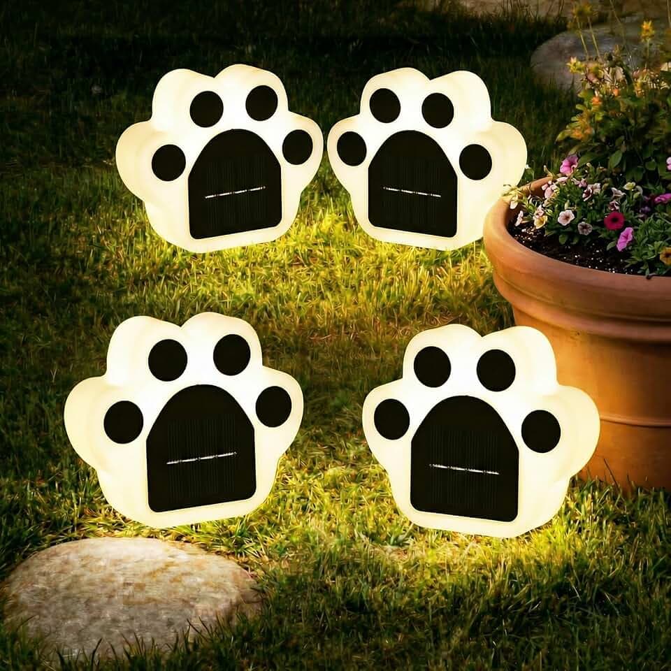 Solar Paw Print Lights 8 Pack, Outdoor Waterproof Solar Garden Lights, Lawn Patio Pathway Decorative Lights, Pet Dog Lovers Gifts for Women Mom Mother's Day (Warm White)
