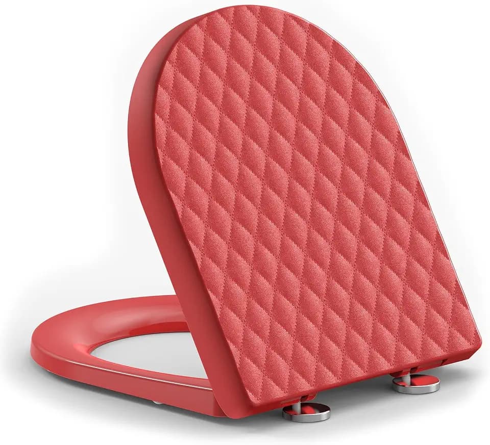 YEAUPE PRO Toilettendeckel mit Absenkautomatik D-Form Kurz aus PP, Rot