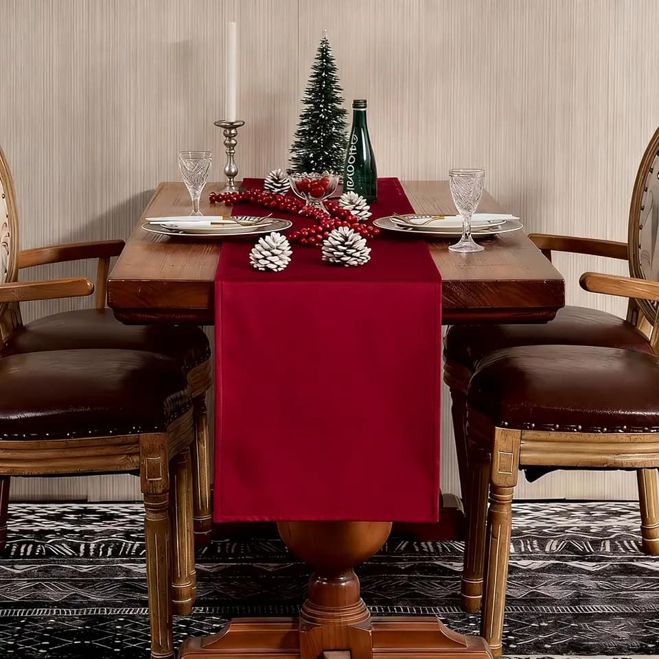 Tischläufer Weihnachtsrot 35 x 180 cm modern Tischband Waschbar Samt-Effekt