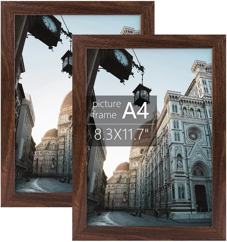 Golden State Art, A4 Frame with Plexiglass, Set of 2, Dark Brown