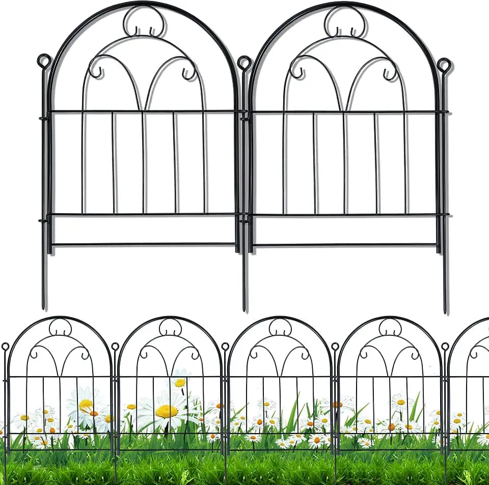 Decorative Garden Fence 17in(H) x 10ft(L), Rustproof Metal Animal Barrier