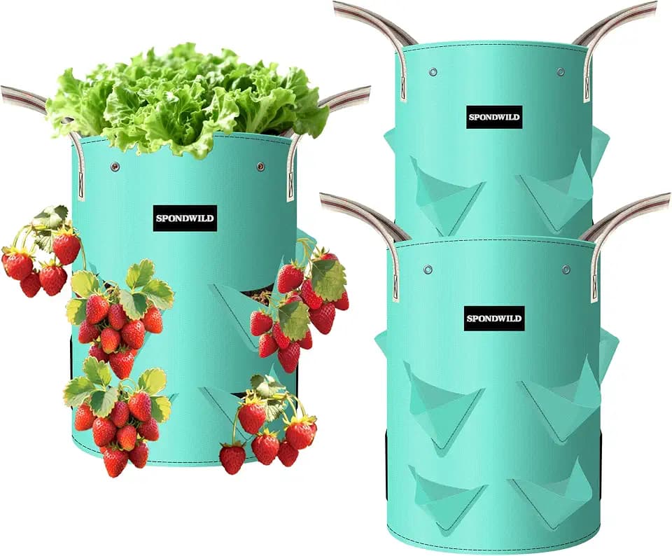 3 Pack 10 Gallon Strawberry Planter Bags with Breathable Windows