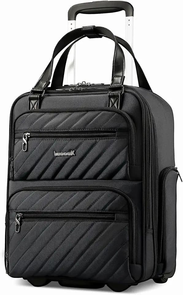 LUGGEX Underseat Carry On Bag, All Black, 16"