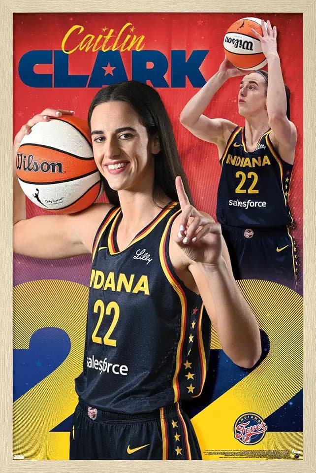 Trends International WNBA Indiana Fever - Caitlin Clark 24 Wall Poster, 22.4L x 14.7W, Blonde Framed Version