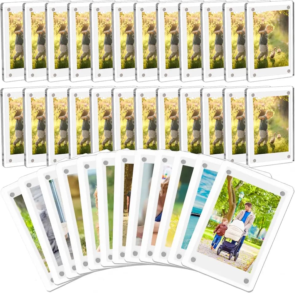 36 Pack Acrylic Mini Polaroid Frame for Photos Magnetic Refrigerator Mini Picture Frames for Instax Photo Display, Double Sided Clear 2.36 X 3.54 Inch