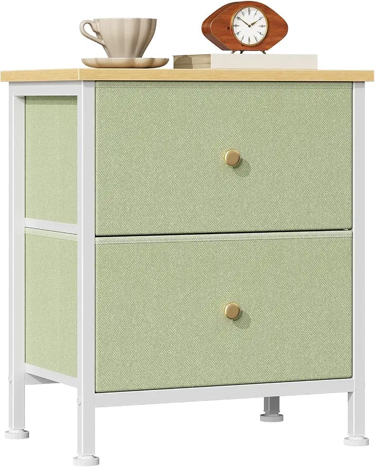 Sweetcrispy Nightstand with 2 Storage Drawers, Small Bedside Table
