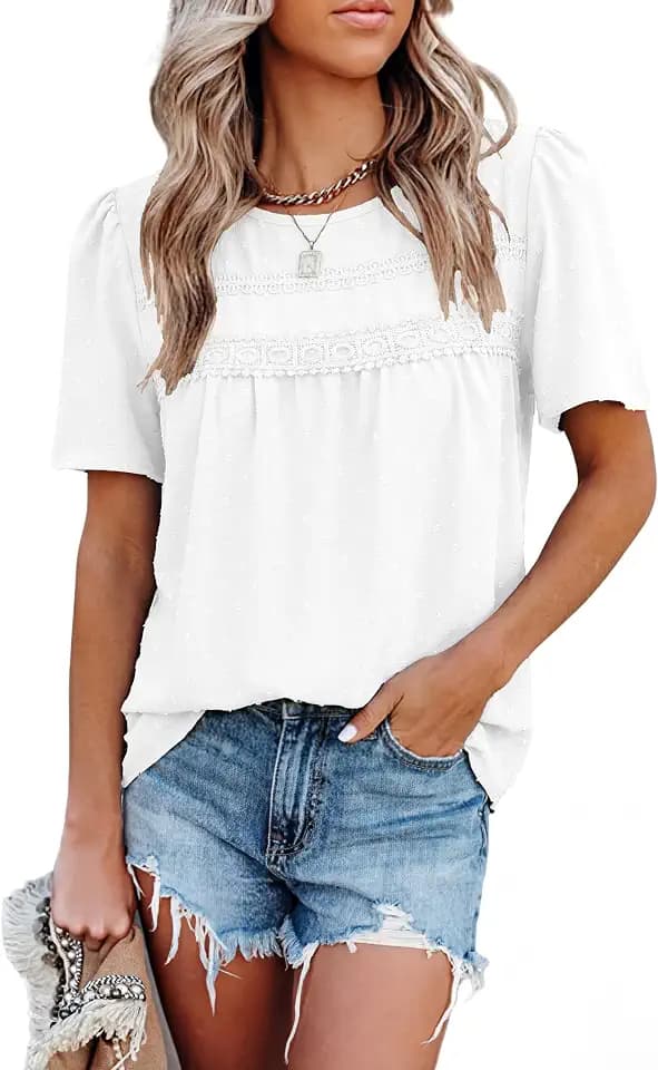 Totatuit Womens Summer Tops Babydoll Tops Chiffon Blouses