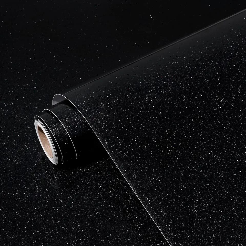 Black Glossy Contact Paper for Countertops 15.7"x196" Glossy Colorful Shiny Peel and Stick Wallpaper Waterproof Self Adhesive DIY Wall Paper for Kitchen Cabinet Table