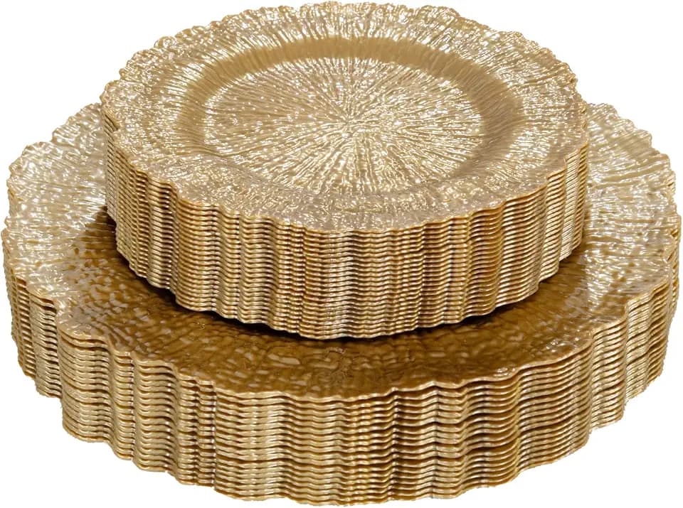 DaYammi 60Pcs Brown Plastic Plates - Elegant Brown Plates for Party