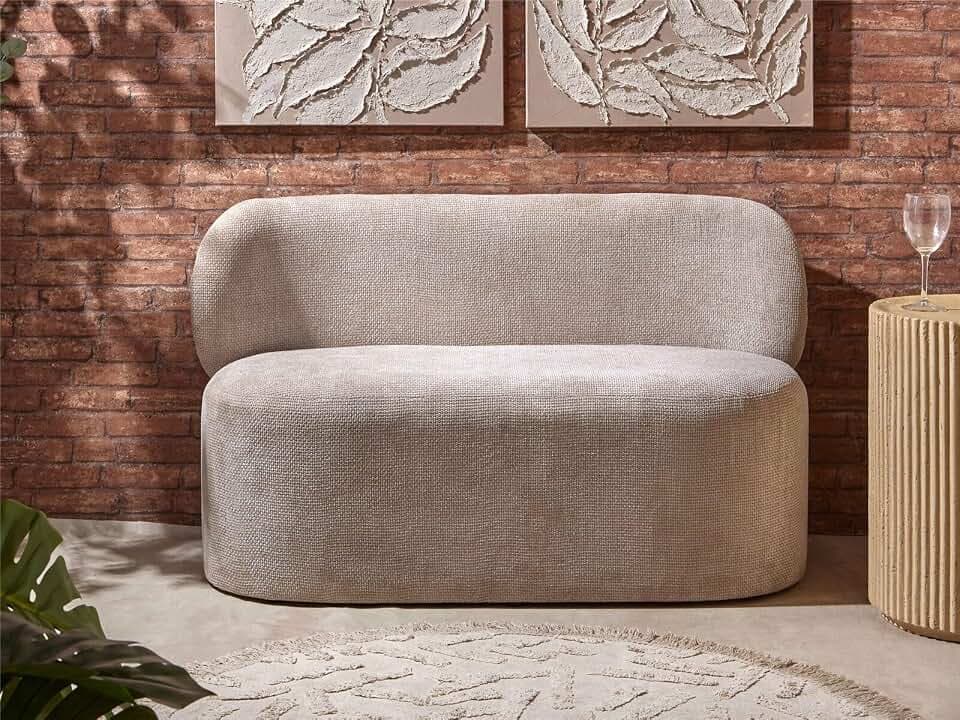 SOFA YAK 2P CHENILLA GRUESA BEIGE 120 CMS. 120x55x73 cms