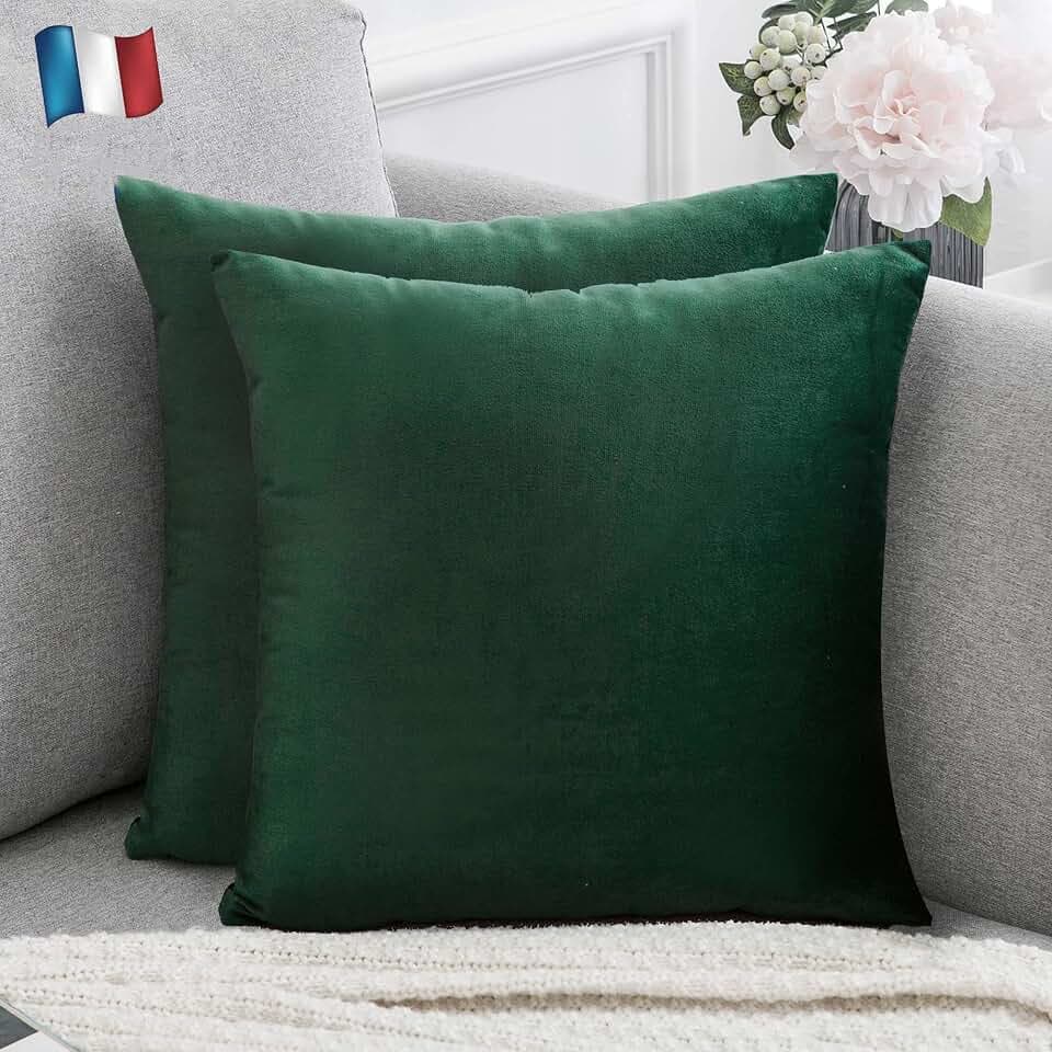 2er Set dekorativen Kissenbezügen aus smaragdgrünem Samt, 45x45 cm, dunkler Boureille-Kissenbezug Rechteckiges, weiches und modernes skandinavisches Wohnzimmersofa (2 smaragdgrüne)