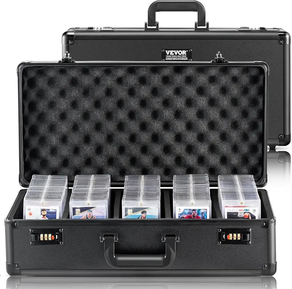 VEVOR Aufbewahrungsbox, 5 Fächer, Tragetasche für Sammelkarten mit Schaumstoffteilern, Codeschloss, 162 bewertete PSA-Karten, 115 BGS-Karten, 130 SGC-Karten, 585 Top Loader, 999+ lose Karten