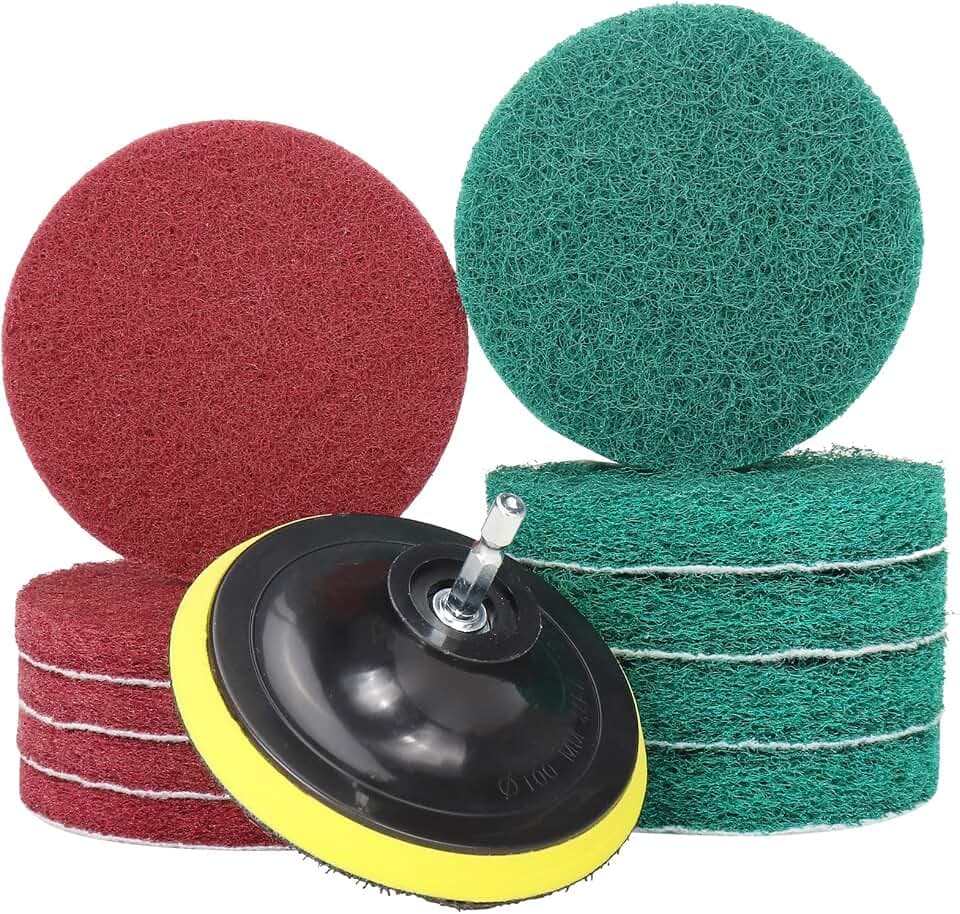 4 Inch Scouring Drill Brush Attachments Power Scrubber Pads 10Pc